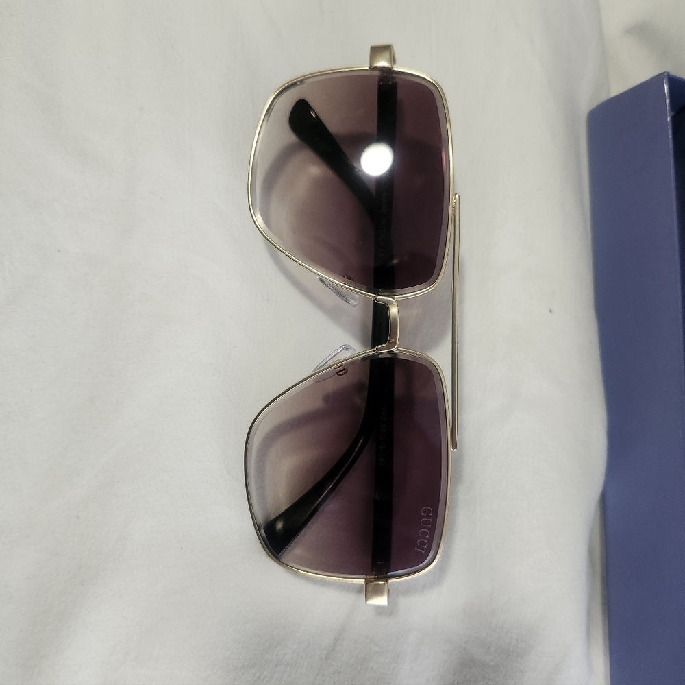 Gucci Gold Frame Sunglasses with Brown Lenses